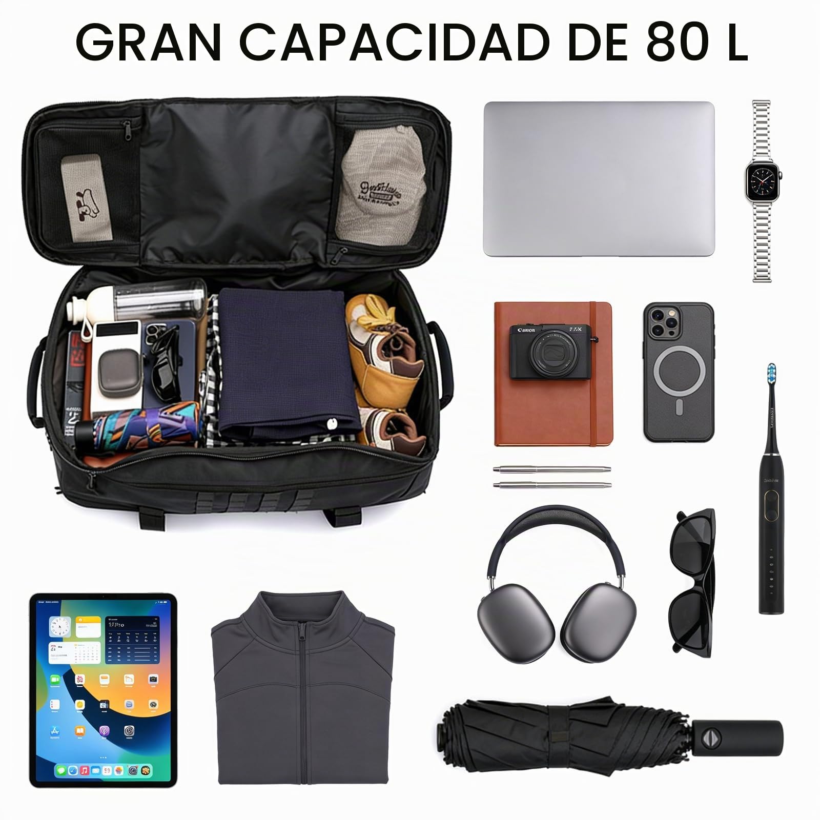 Bolsa de viaje de 80L con ruedas, bolsa de lona expandible plegable, maleta grande de viaje, bolsa de viaje plegable con ruedas, bolsa de lona, bolsa de viaje plegable para hombres y mujeres, bolsa de