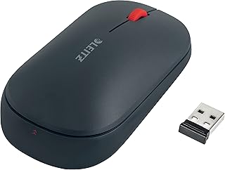 Leitz SureTrack Wireless Bluetooth Mouse, Ambidextrous Mouse Design For Laptop/Computer, Bluetooth or 2.4 GHz USB-A Dongle Connection, Windows, Android & Apple, Cosy Range, Velvet Grey, 65310089