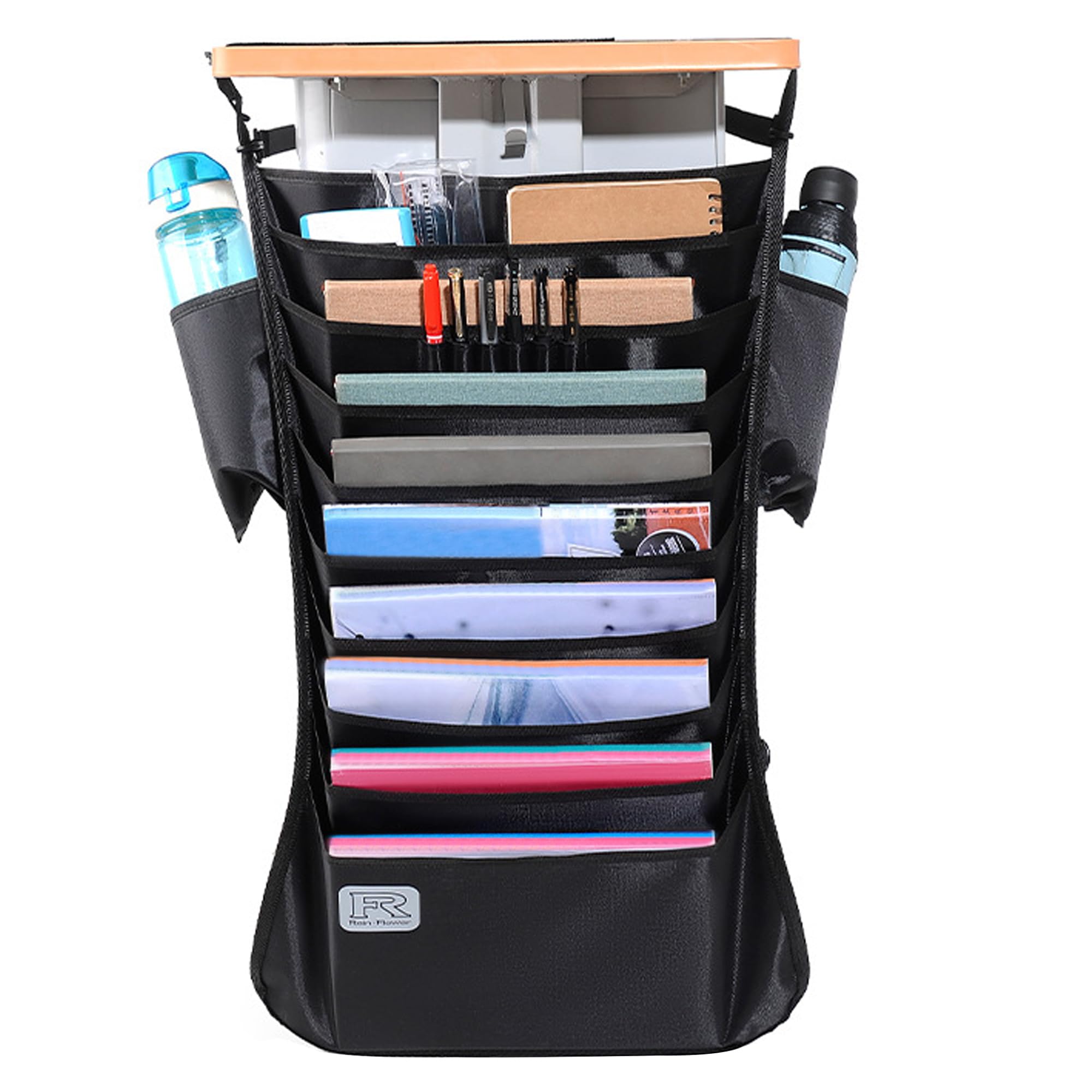 IPENNY 12 Pockets Students Desk Hanging Organizer, Adjustable Heavy Duty Oxford Classroom Book Storage Side Hanging Caddy Bag Organizer, Students Desk Mount Pocket Organizer for Classroom Supply — image 1