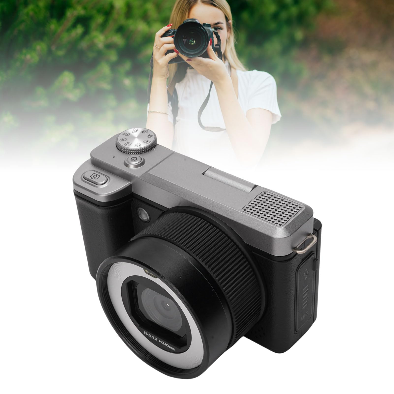 XUMIUZIY Cámara Digital 5K para Fotografía, Cámara Vlog con Enfoque Automático WiFi y Zoom Dual de 18X con Pantalla Abatible de 3"