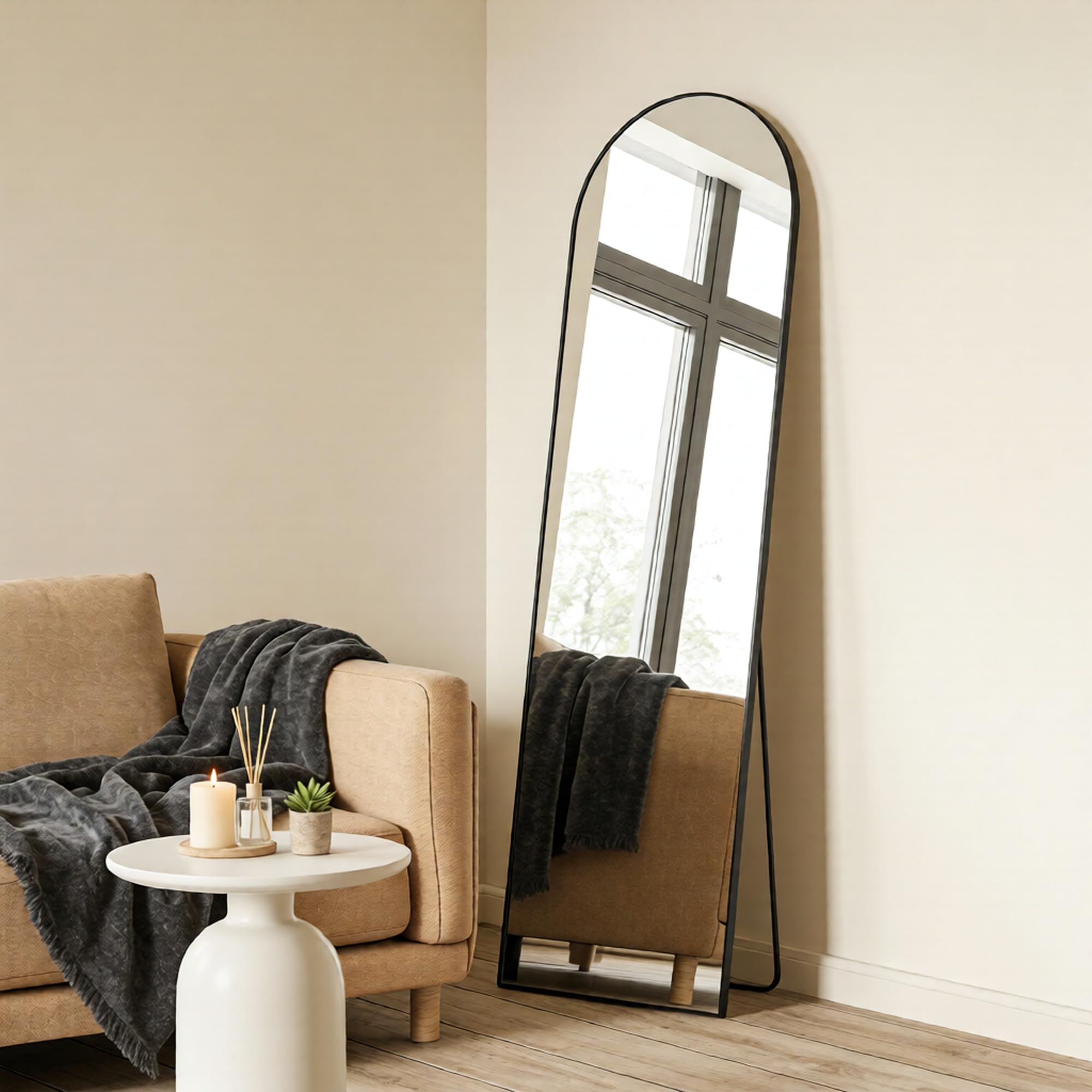 NEWBULIG Full Length Mirror, Full Body Floor Mirror with Aluminum Alloy Thin Frame, Wall or Standing Mirror for Bedroom, Living Room, Dressing Room