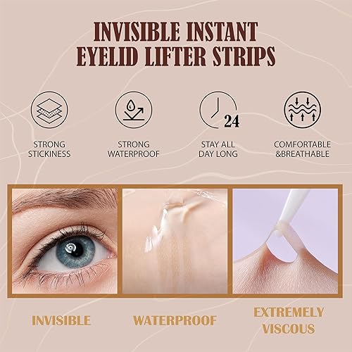 Miniatura 6 de Cinta para párpados, tiras levantadoras de párpados, cinta de párpados para ojos con capucha invisible, levantamiento de ojos instantáneo sin