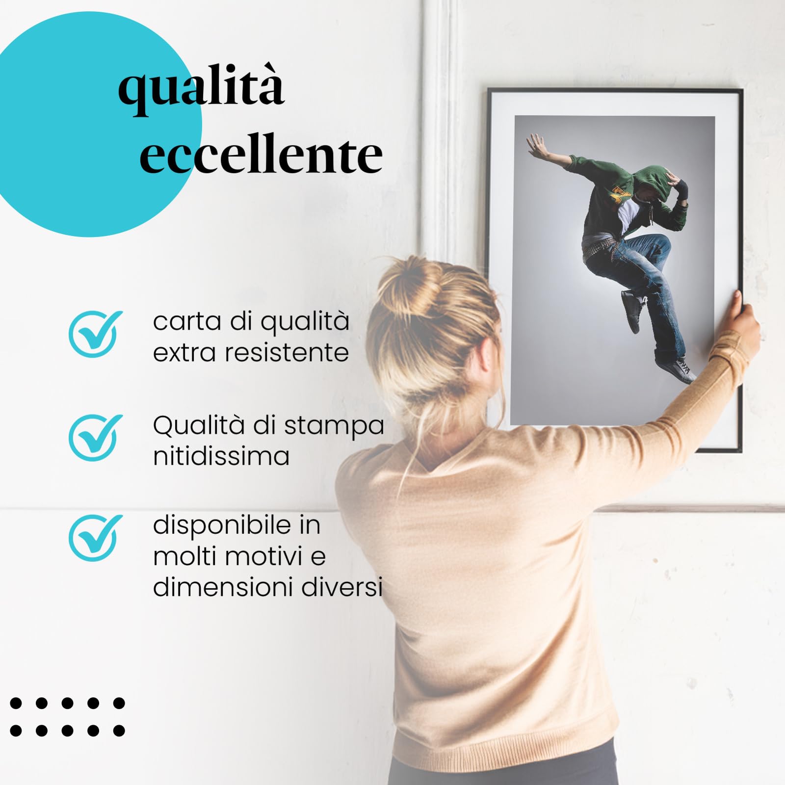 Postereck - 0794 - Hip hop, uomo ballerino salto street dance musica - Decorazione da Parete, Stampa Artistica, Arredamento Interni, Stampa Fotografica - Tela - 100,0 cm x 75,0 cm
