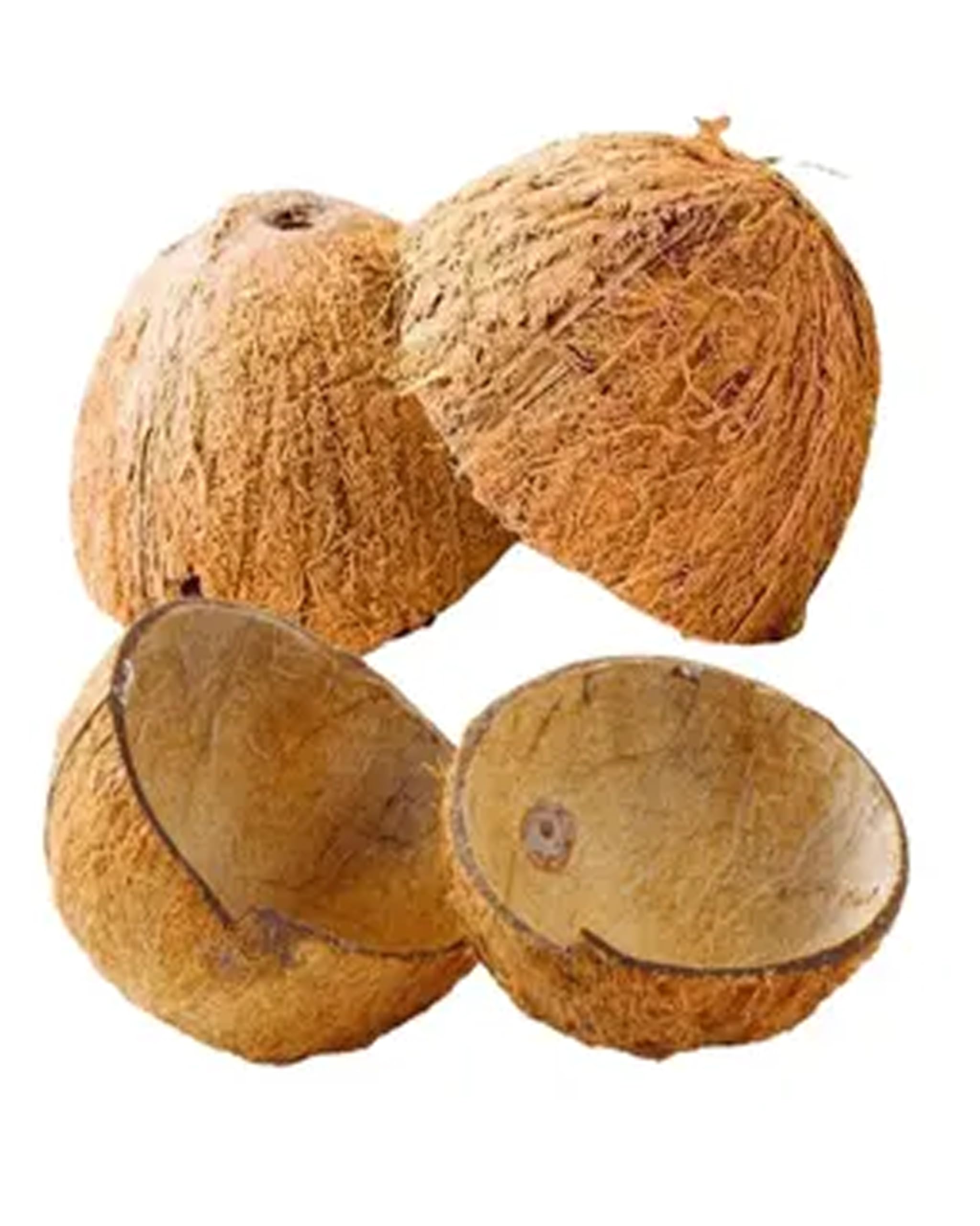 Kerala Natural Coconut Shell | Coconut Raw Shell | Coconut Shell For Eco-Friendly Home Decor And Crafts - (UNPOLISHED - PACK OF 4 PIECE)