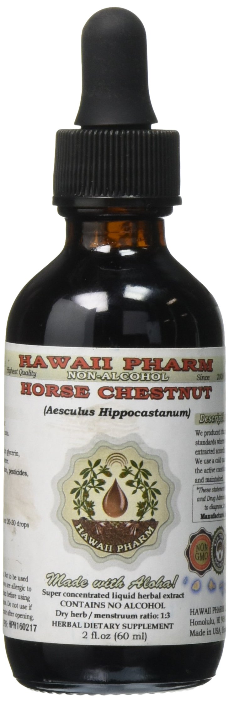 Horse Chestnut Alcohol-Free Liquid Extract, Organic Horse Chestnut (Aesculus hippocastanum) Dried Nuts Glycerite 2 oz