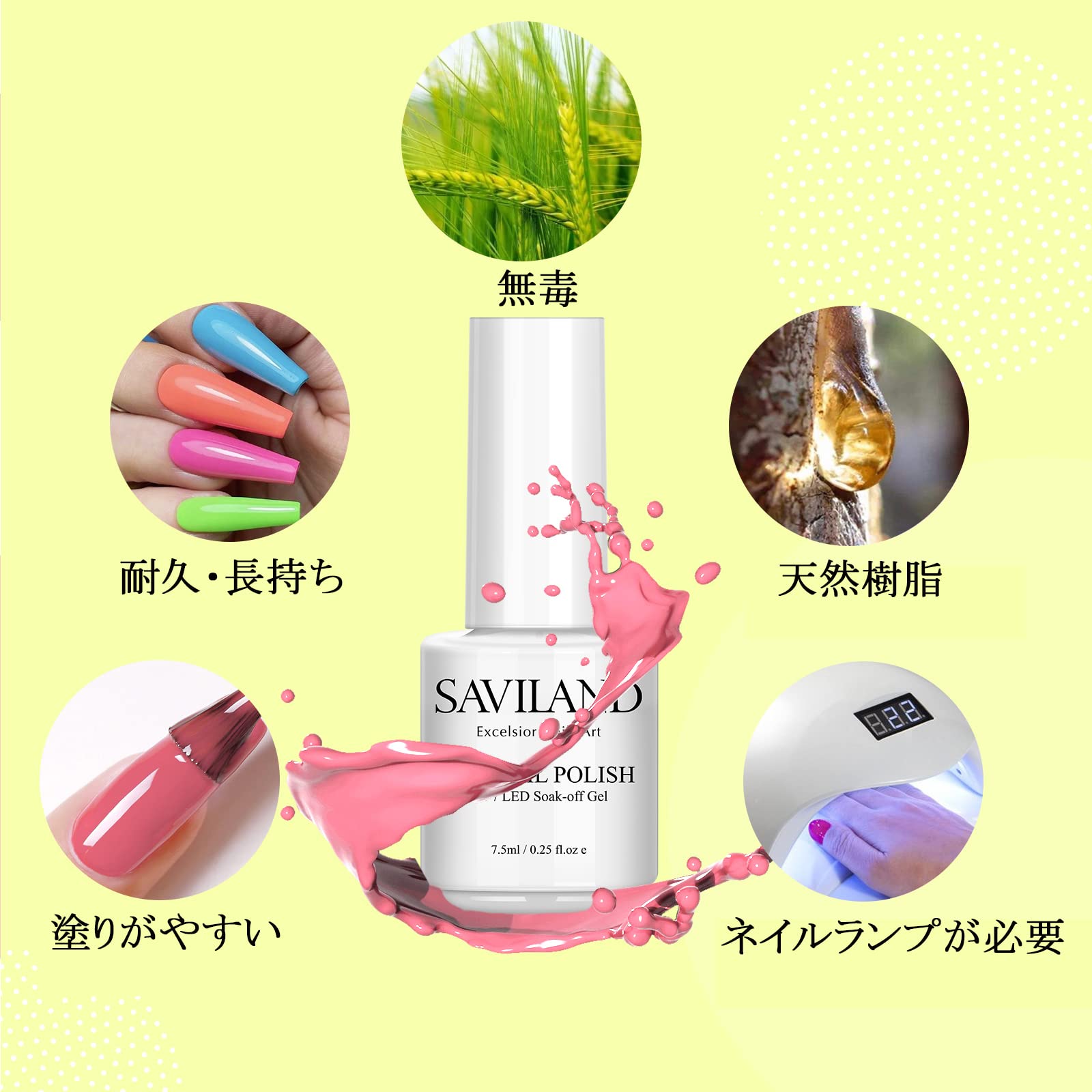 Amazon | Saviland 30色*5.5ml カラージェルネイルセット ベースコート