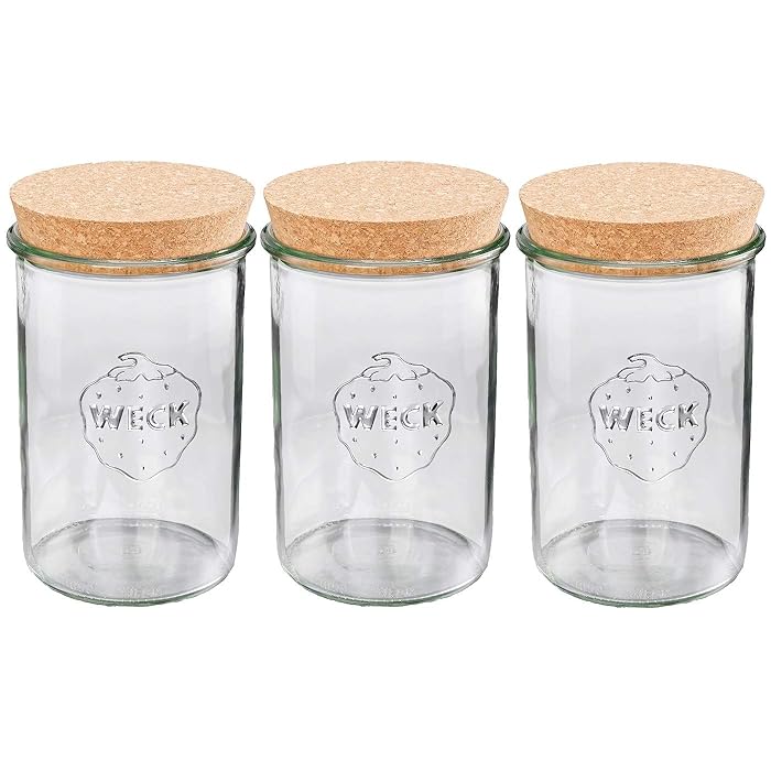 Buy mikken Set of 3 preserving jars with cork lid, storage jar 1