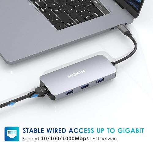 Miniatura 6 de Adaptadores USB C para MacBook Pro/Air, Mac Dongle con 3 puertos USB, USB C a HDMI, USB C a RJ45 Ethernet, MOKiN 9 en 1 USB C a HDMI, carga Pd de