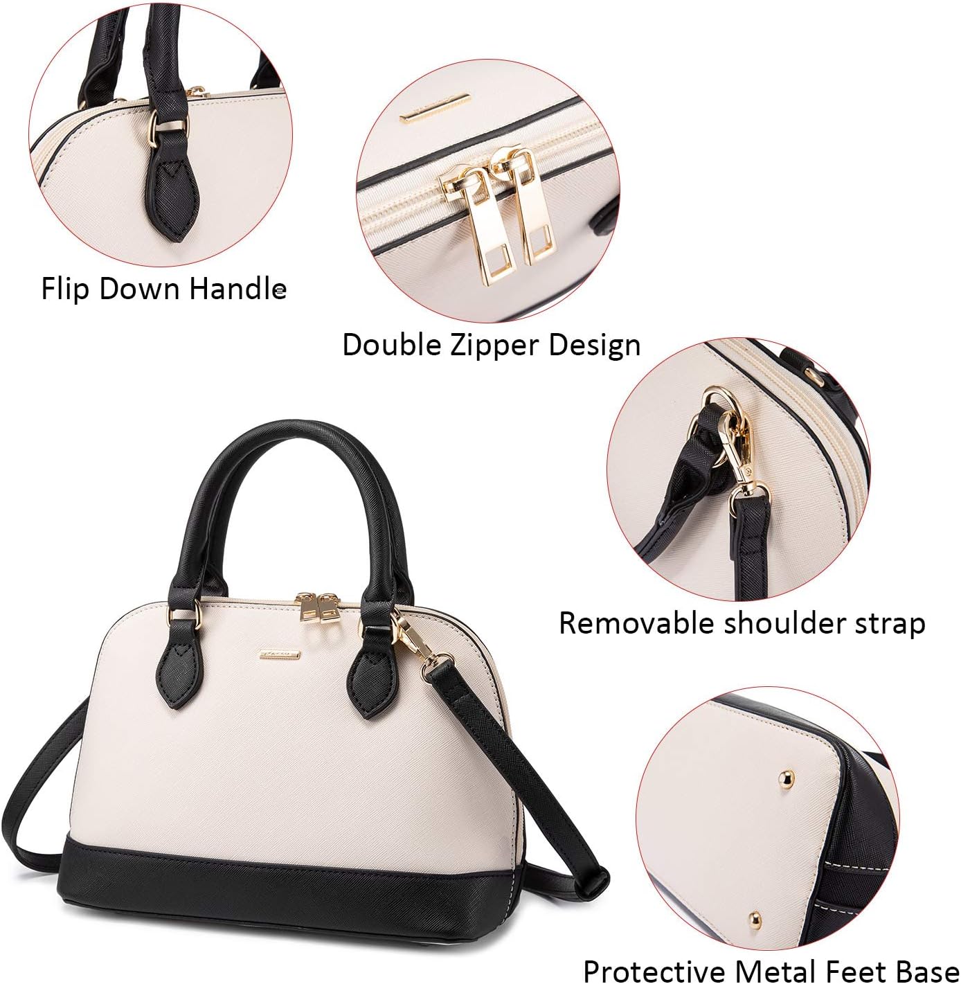 LOVEVOOK Purse for Women Small Crossbody Bags Classic Double Zip Top Handle Dome Satchel Bag - Image 5