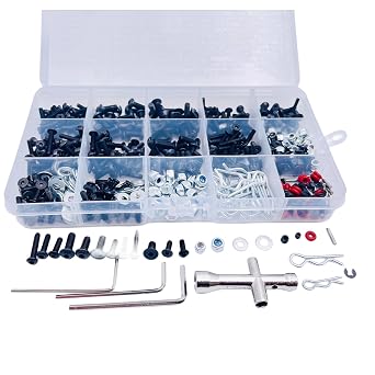 634pcs Universal RC Screw Assortment Kit-Fasteners for Traxxas, Axial, Redcat, HPI, Arrma, SCX10, Losi, Scale RC Trucks, Tracked Vehicles, Remote Control Cars, Repair Tools for Off-Road Vehicles
