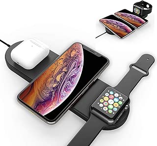 Nuoshawan 3 in 1 Qi Wireless Charging Pad Fast Charger Compatible with iPhone 11 11pro 11pro Max X XS XR Xs Max 8 8 Plus,Samsung S8 S7and iWatch Apple Watch Series 5 4 3 2 1 Airpods - coolthings.us