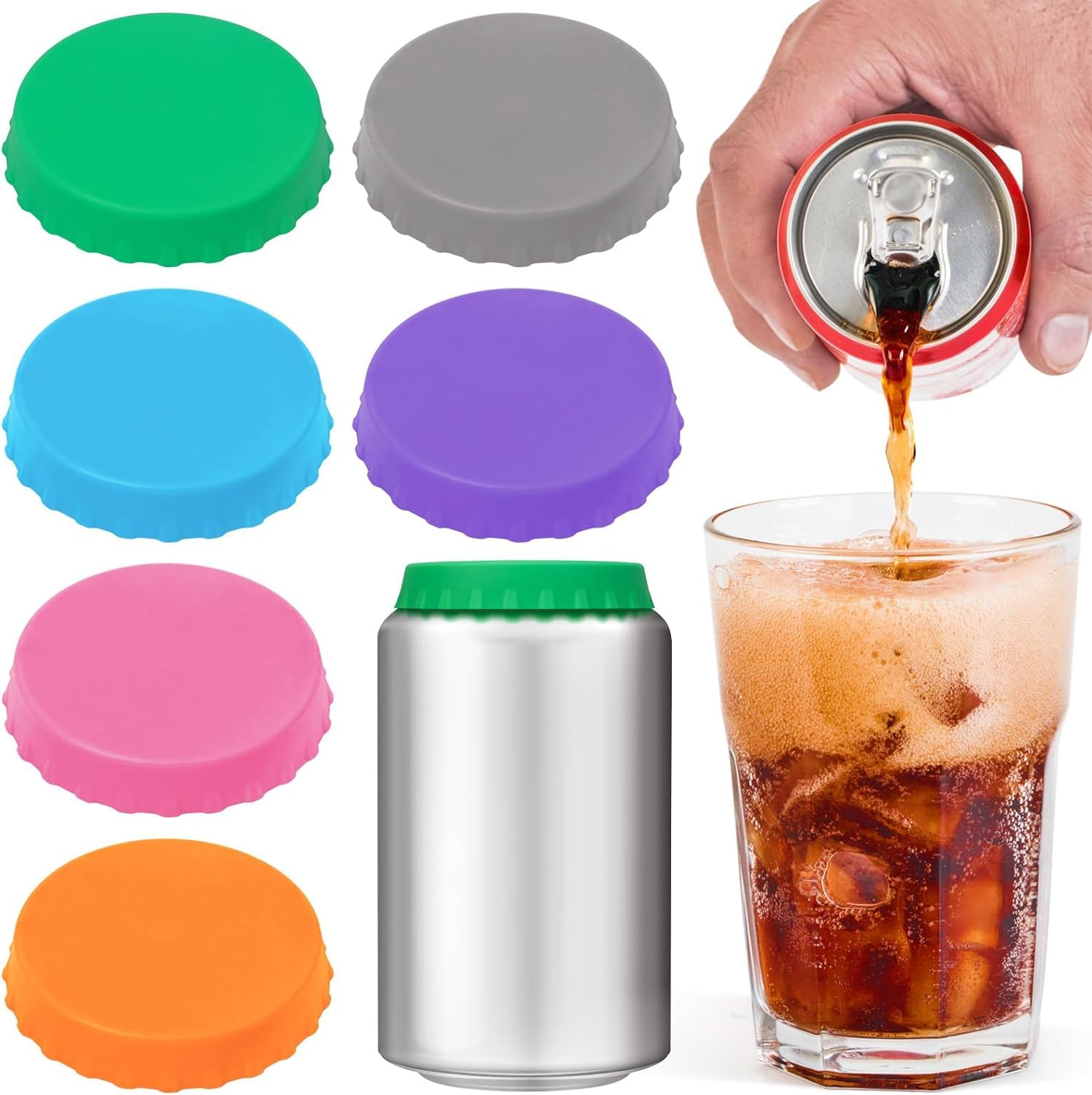 Tappi Riutilizzabili Per Lattine - Set Da 6 Pezzi Antipolvere Per Bibite, Birra E Bevande - 3 Colori - Foto 5