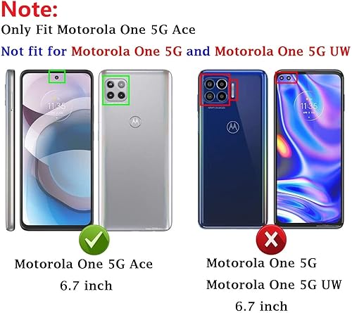 Miniatura 3 de Funda para teléfono Motorola One 5G Ace, Moto One 5G Ace con protector de pantalla HD, grado militar de 16 pies probada en caídas, anillo protector