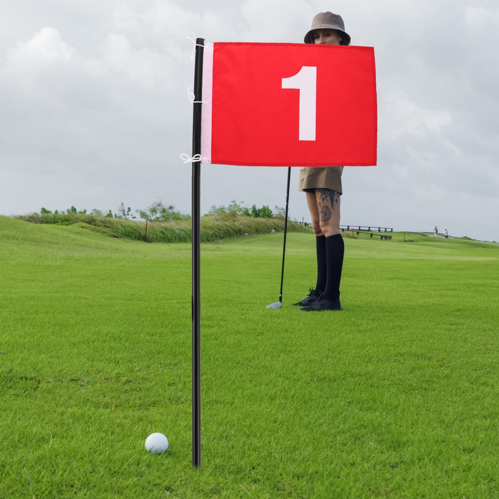 Homoyoyo Golf Custom Flag Detachable Flag 2 Pcs Numbered Flag with Securing Strings Putting Green Flags Polyester Pin Flags for Outdoor Red Practicing Flag Outdoor Flag Custom Flag Custom Flag
