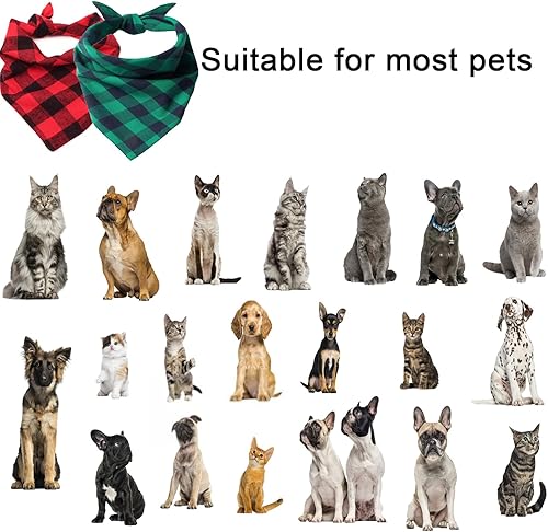 Miniatura 14 de Bandanas para perros – 2 piezas de bufanda clásica triangular a cuadros para perro, pajarita, juego de pañuelos lavables para perros pequeños a