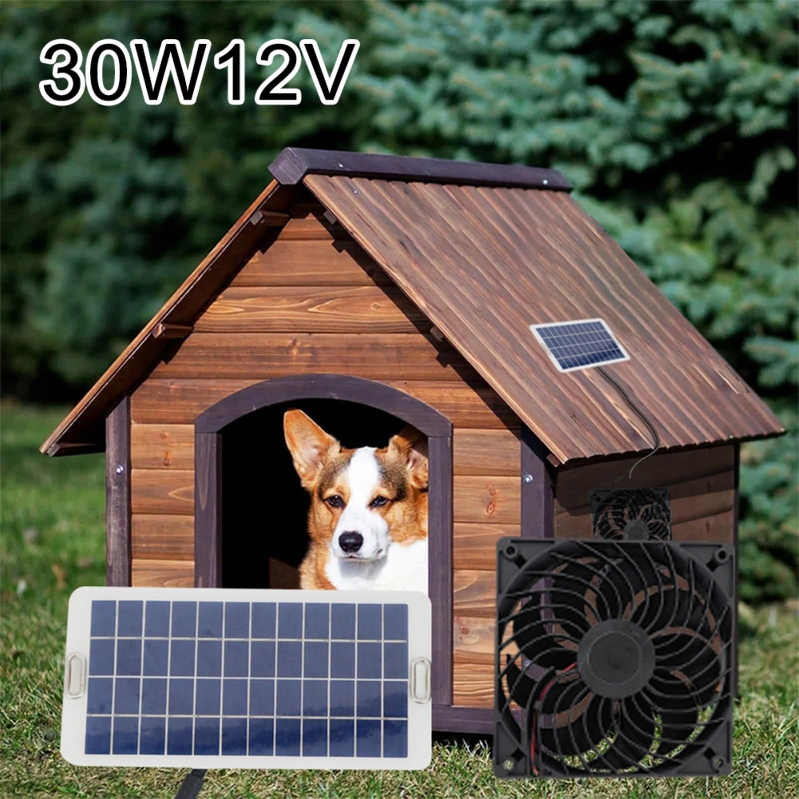 Solar Panel Ventilator Kit 30W, Leistungsstarker Lüfter 3000 U/min Mit Schutznetz, Ideales Kühlsystem Für Tiergehege Hühnerstall Treppenhaus Gartenlaube Und Camping