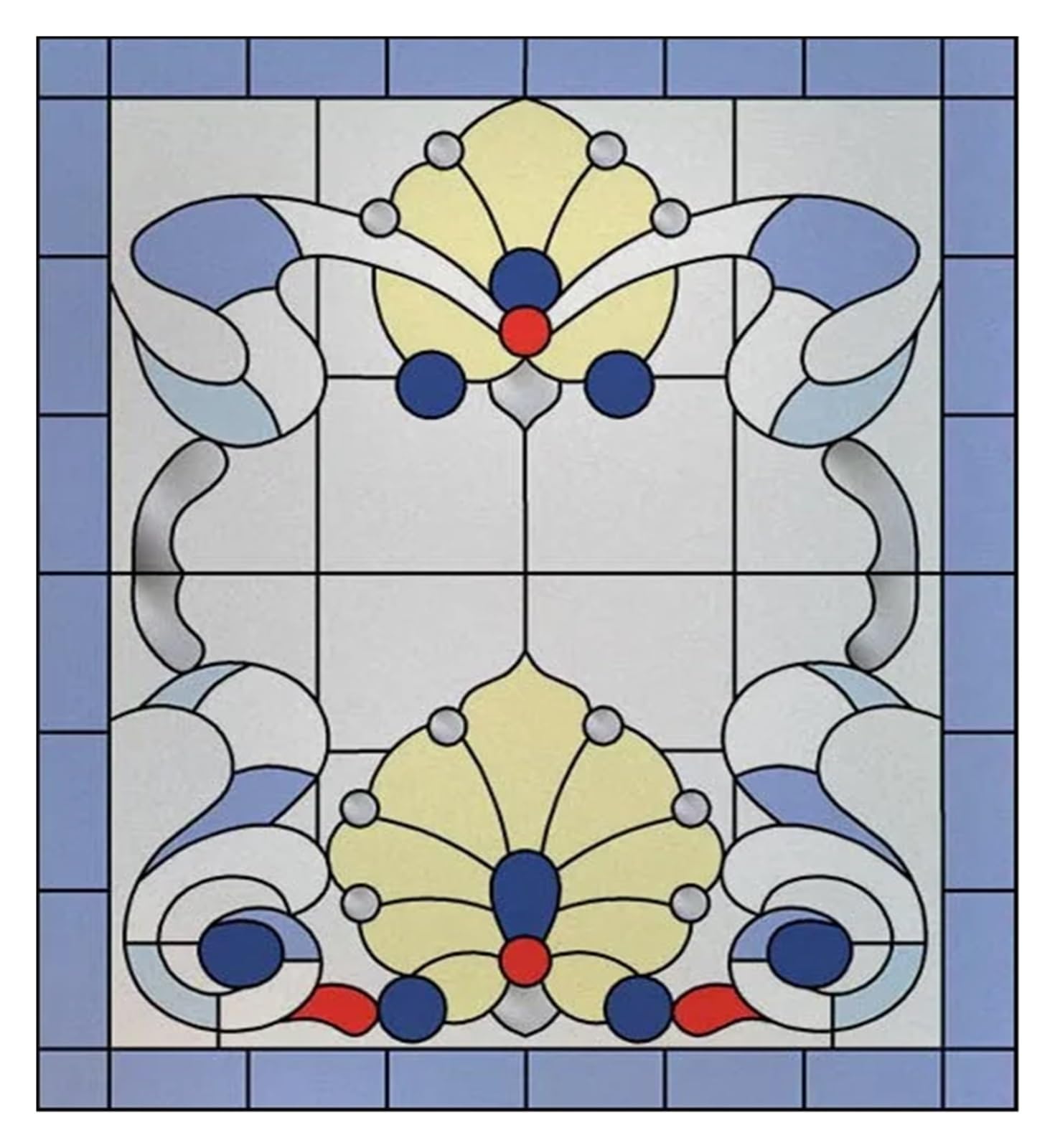 SHALLEZSOU Window films Retro Vintage Stained Glass Window Film Static Cling Frosted Art Colored Door Sticker