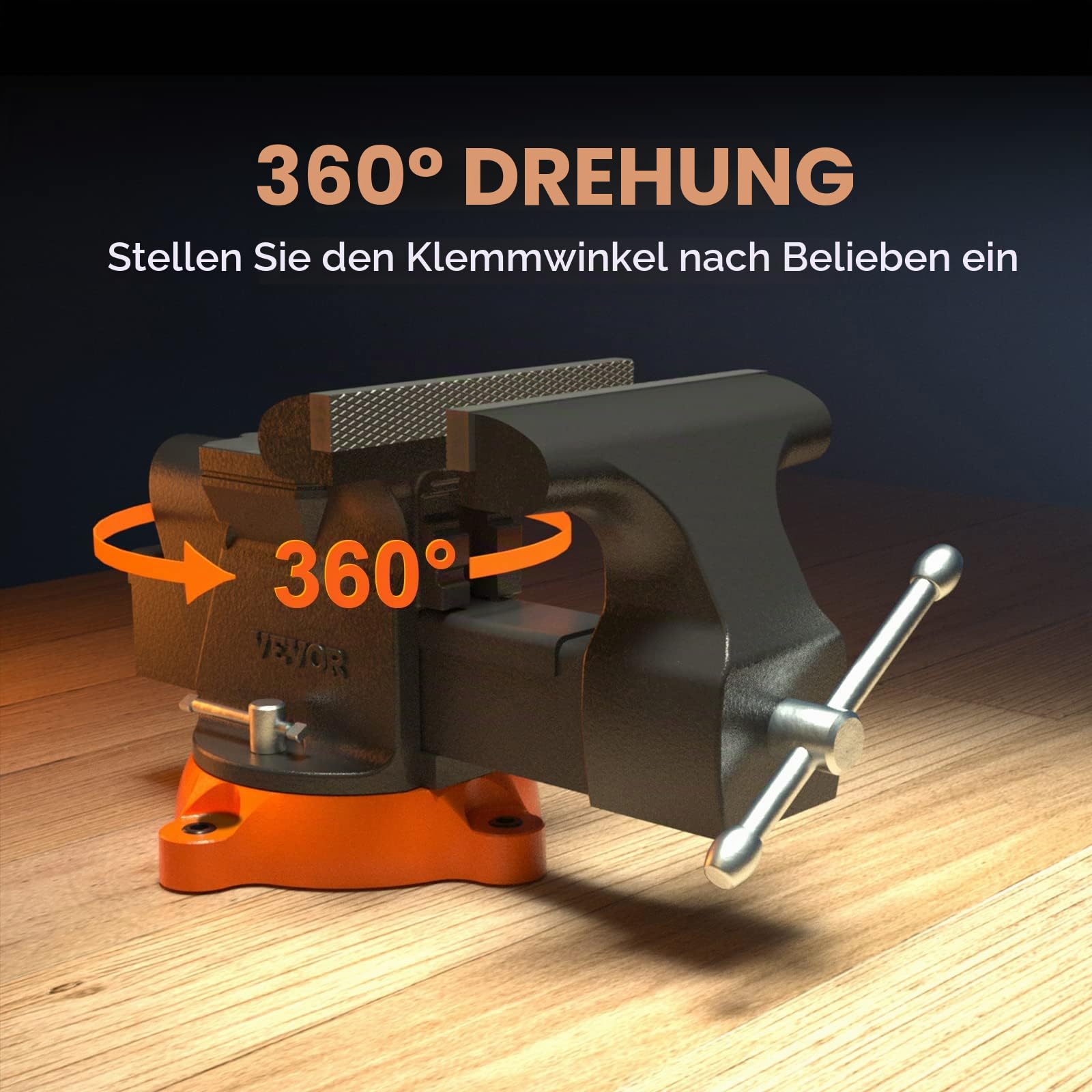 VEVOR 15,2cm Schraubstock 360° Drehbar Sphäroguss Werkbankschraubstock 7,3x8cm Amboss Schraubstock 15cm Backenöffnung Parallelschraubstock U-förmige Führungsstange zum Schärfen Schleifen Schneiden