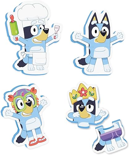 Tomy Toomies Bluey Bath Puzzle - Mezcla y combina Bluey Puzzle - Juguetes de baño de espuma para niños pequeños - Incluye bolsa de malla de