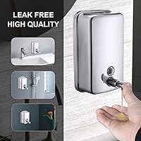 Vista 2 de Commercial Soap Dispenser Wall Mount Stainless Steel Manual Liquid Pump Rust-Proof Leak Free for Bathroom (34 fl.oz./1000ml)