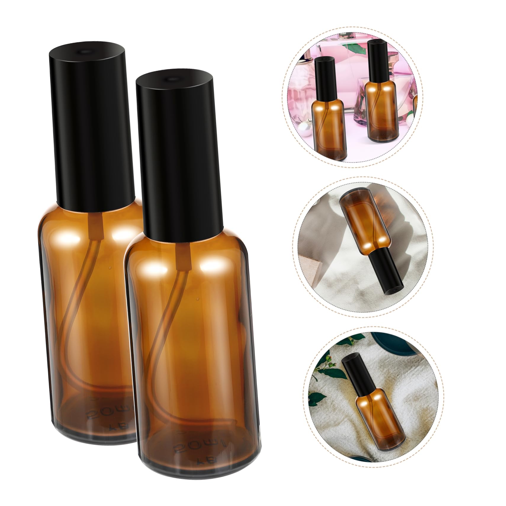Set 10 Bottiglie Spray Vuote in Vetro Marrone 50ml Bottiglia Cosmetica Riutilizzabile Design Compatto Leggero per Viaggi All'aperto