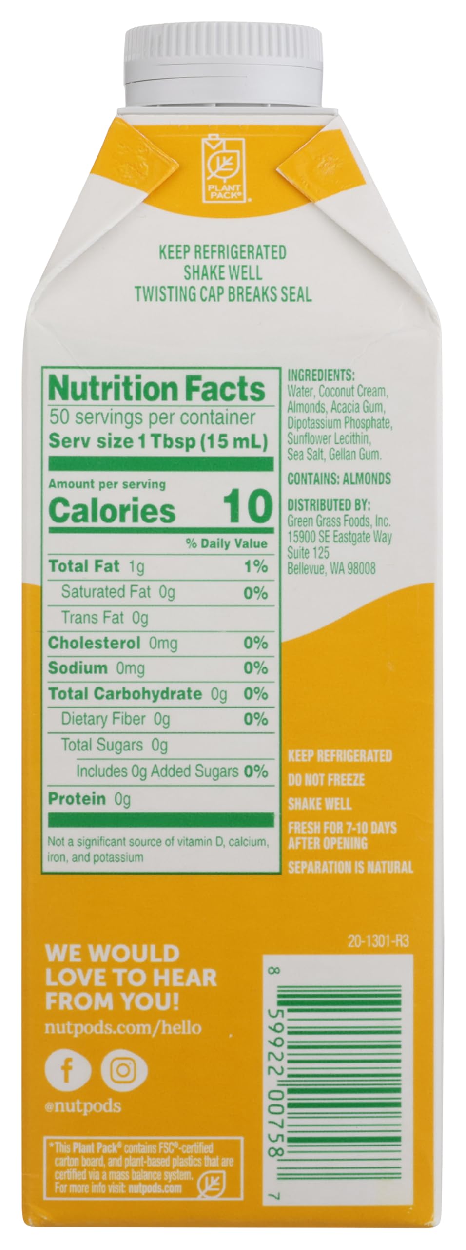 NUTPODS Almond Coconut Creamer 25 4 FZ — view 2