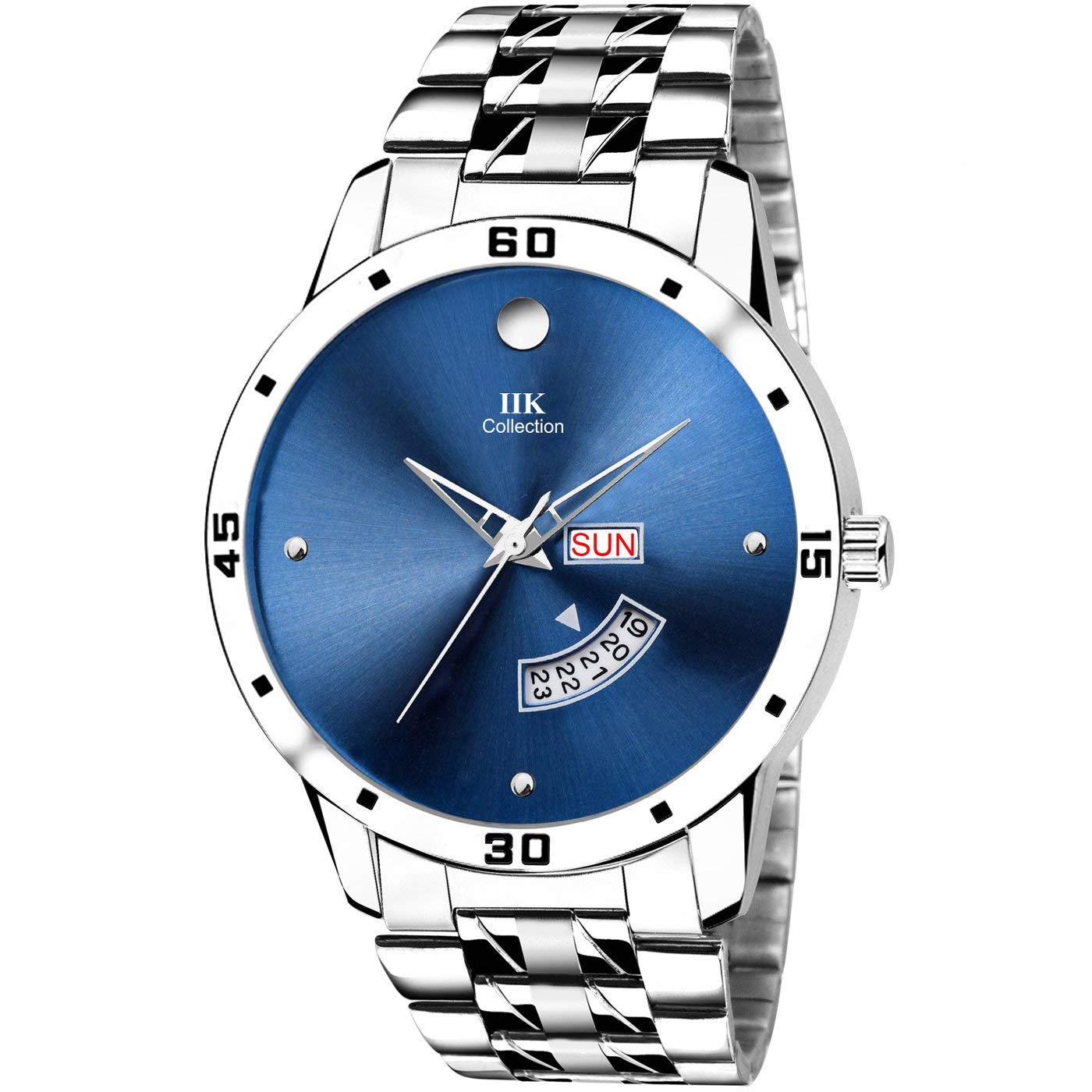 IIK COLLECTION Blue Dial Stainless Steel Chain Day and Date Analoge Watch for Mens and Boys(IIK-723M-DND) (B07J5H5TWK) Amazon Price History, Amazon Price Tracker
