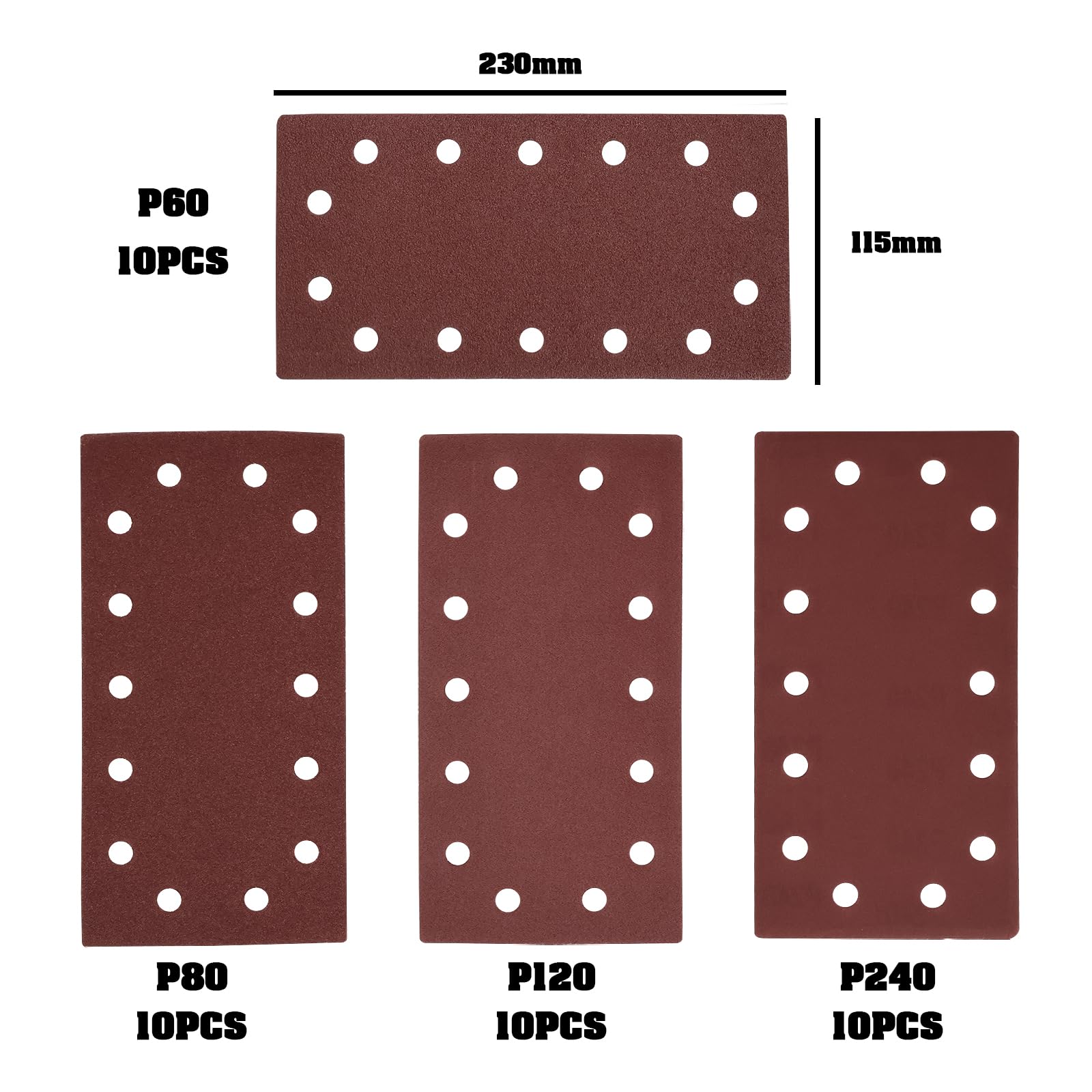 SG Store 40Pcs Sanding Sheets Set 115 x 230 mm Sander Pads Hook and Loop 1/2 Sanding Sheets for Orbital Sanders Mixed Grit 60/80/120/240 - Image 4