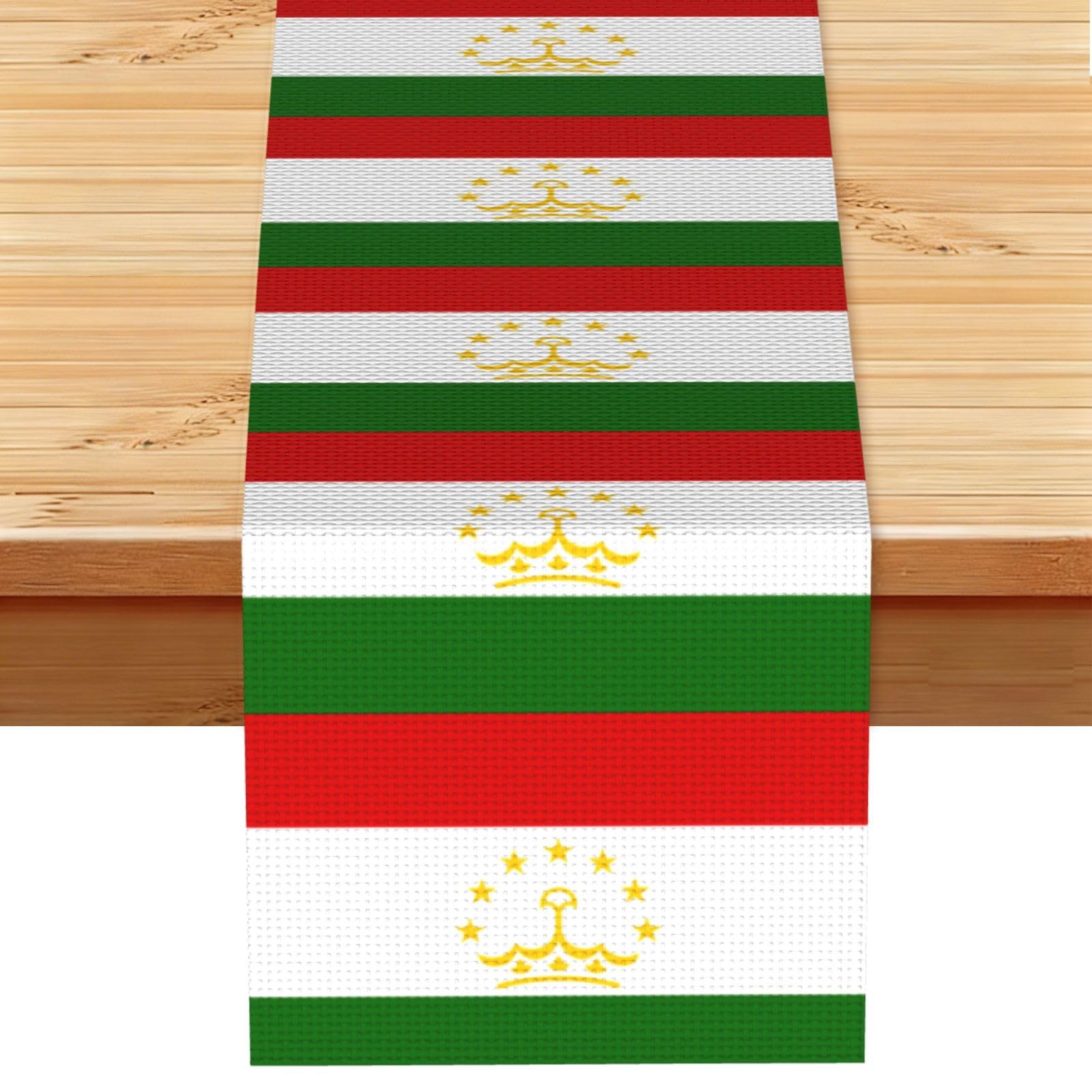 Flag of Tajikistan Multi Purpose Table Runner for Home Decor, Printed Table Cloth for Kitchen Table, Countertops & Dining Area