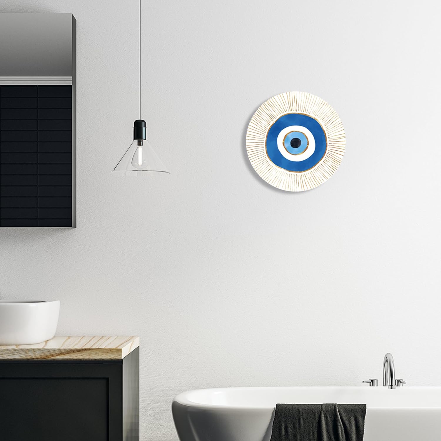 Stupell Industries Contemporary Evil Eye Nazar Shape Wood Wall Art, Design by Ziwei Li, 12 x 12, Wall Plaque