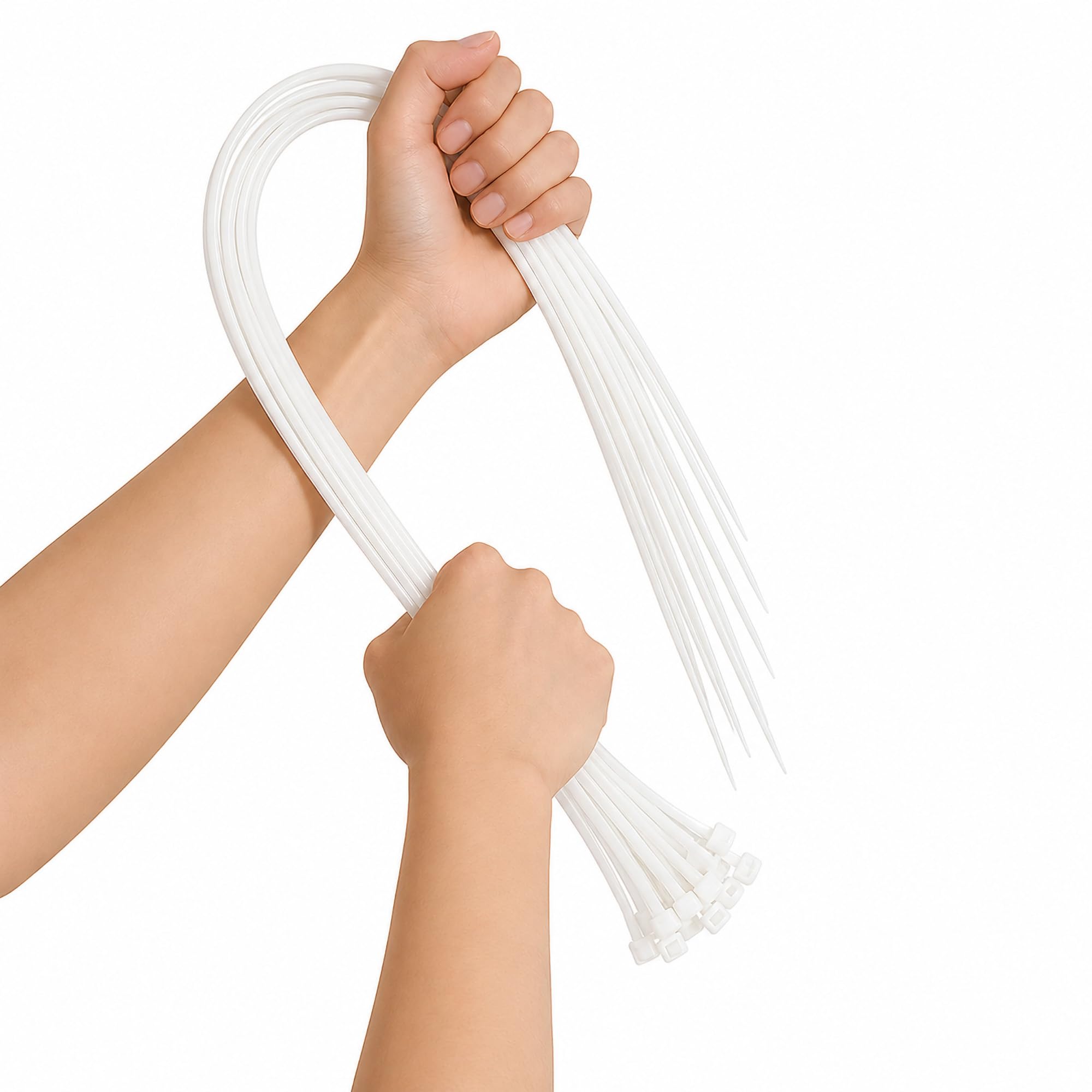 On1shelf® Heavy Duty Cable Ties White 450mm x 7.2mm Strong Nylon PA66 Zip Ties 50 Pack 18 Inch Premium Tie Wraps for Cable Management, Garden, Garage & Electrical Use
