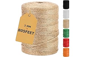 805FT Natural Jute Twine String, Bulk Hemp Jute Rope Cord Twine for...