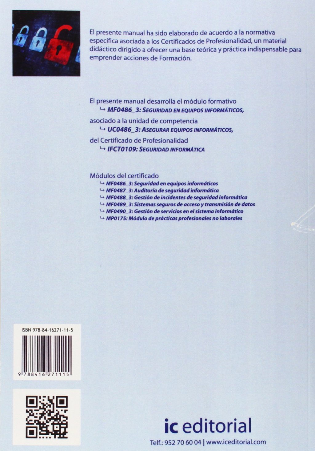 Seguridad en equipos informáticos : seguridad informática