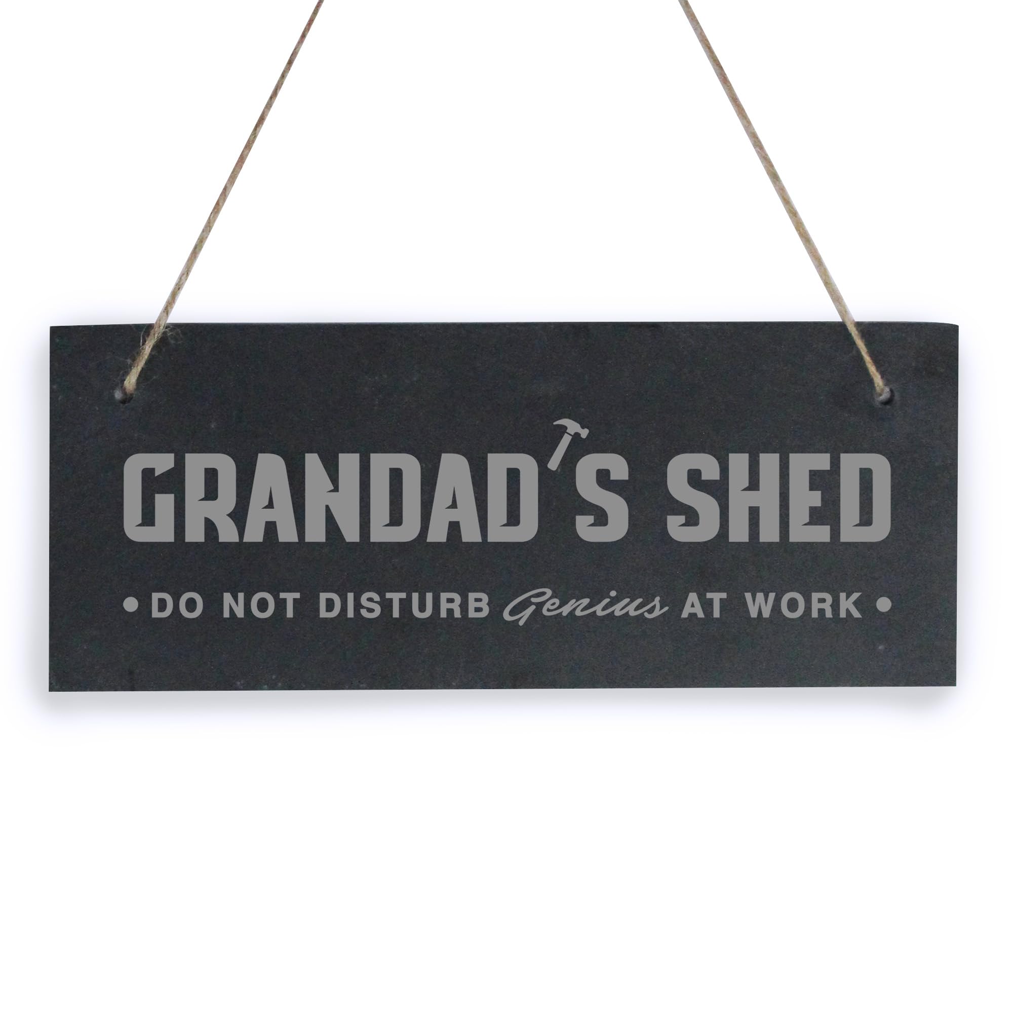eBuyGB Grandad’s Shed Sign, DIY Enthusiast Gift, Hanging Door Sign, Workshop Décor, Do Not Disturb Genius At Work Plaque, Grandad Father's Day Gift