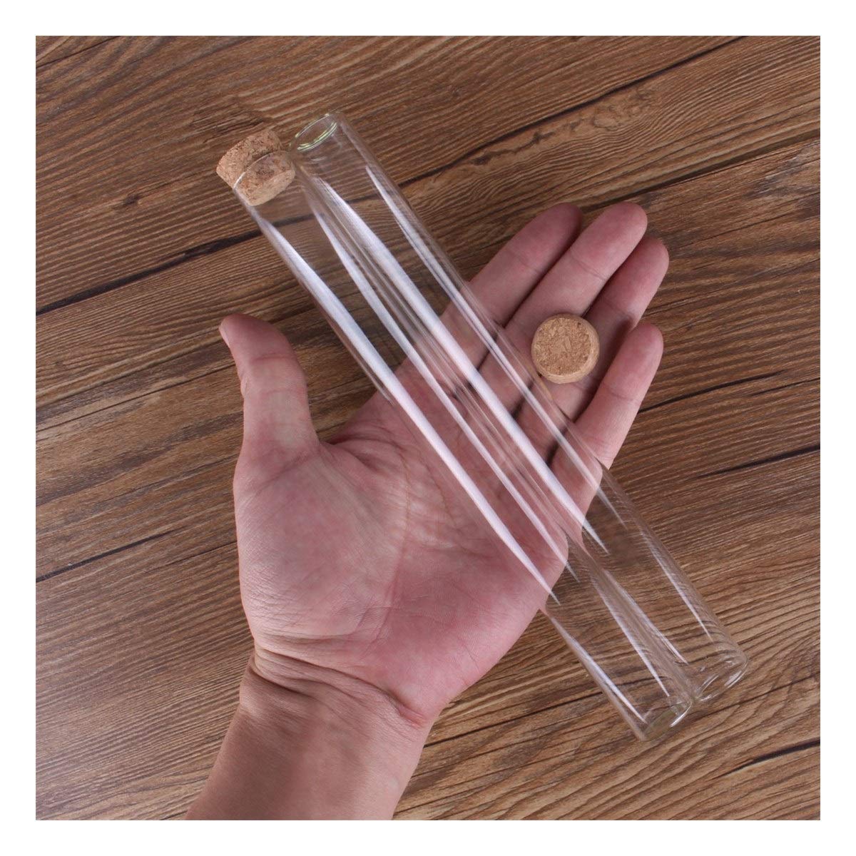 ZHaonan- pequeños tubos de ensayo, 15 piezas Largo Tubos de ensayo, 55 ml 22 * ​​220 mm, con el corcho de botellas tapas de vidrio Frascos de vidrio Frascos de vidrio pequeño, por arte de DIY accesori