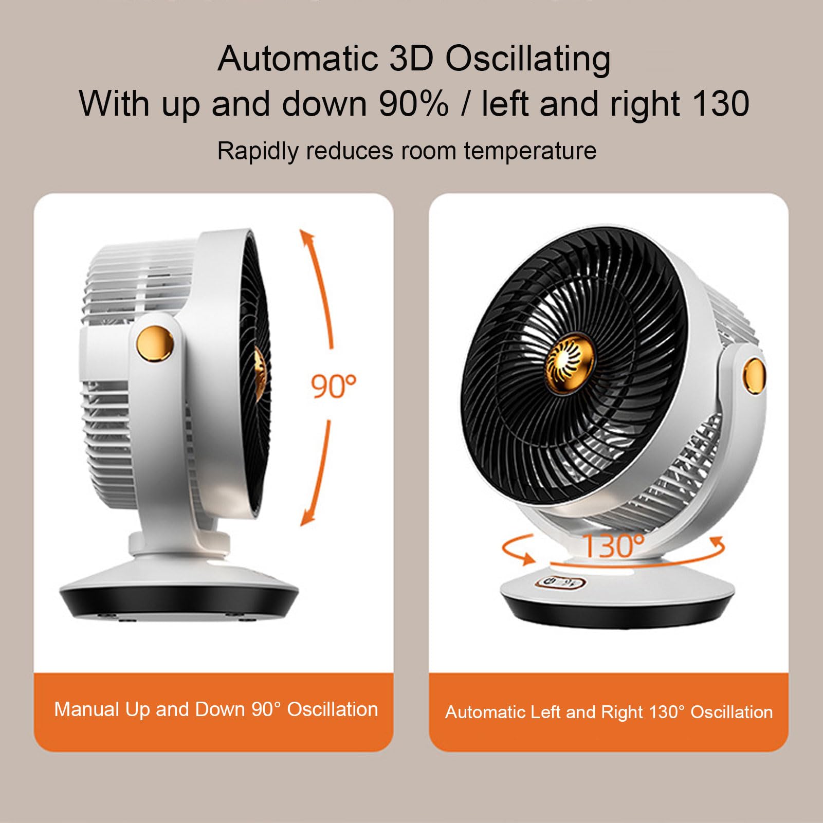 Ventilatore da Scrivania Oscillante, Circolatore d'aria Portatile USB, Raffreddatore d'aria Personale con 4 Impostazioni di velocità e Luce Notturna Soffusa, Ideale per Casa, Ufficio e