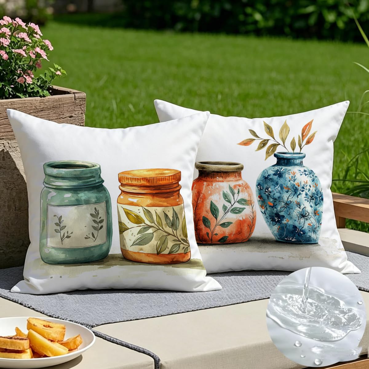Housse de coussin 60x60 en lin avec fermeture éclair invisible, lot de 2 taies couleur - 1653