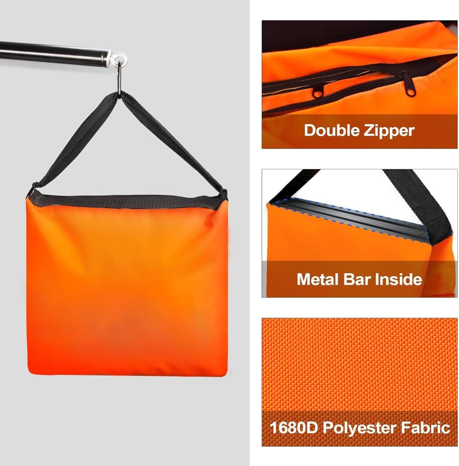 EMART Sacchi di Sabbia per Uso Intensivo Arancione Borsa peso Studio Fotografico Design a Bisaccia per Cavalletto Fotografico, Treppiede Leggero,Set Cinematografici, Produzioni dal Vivo -4 Confezioni