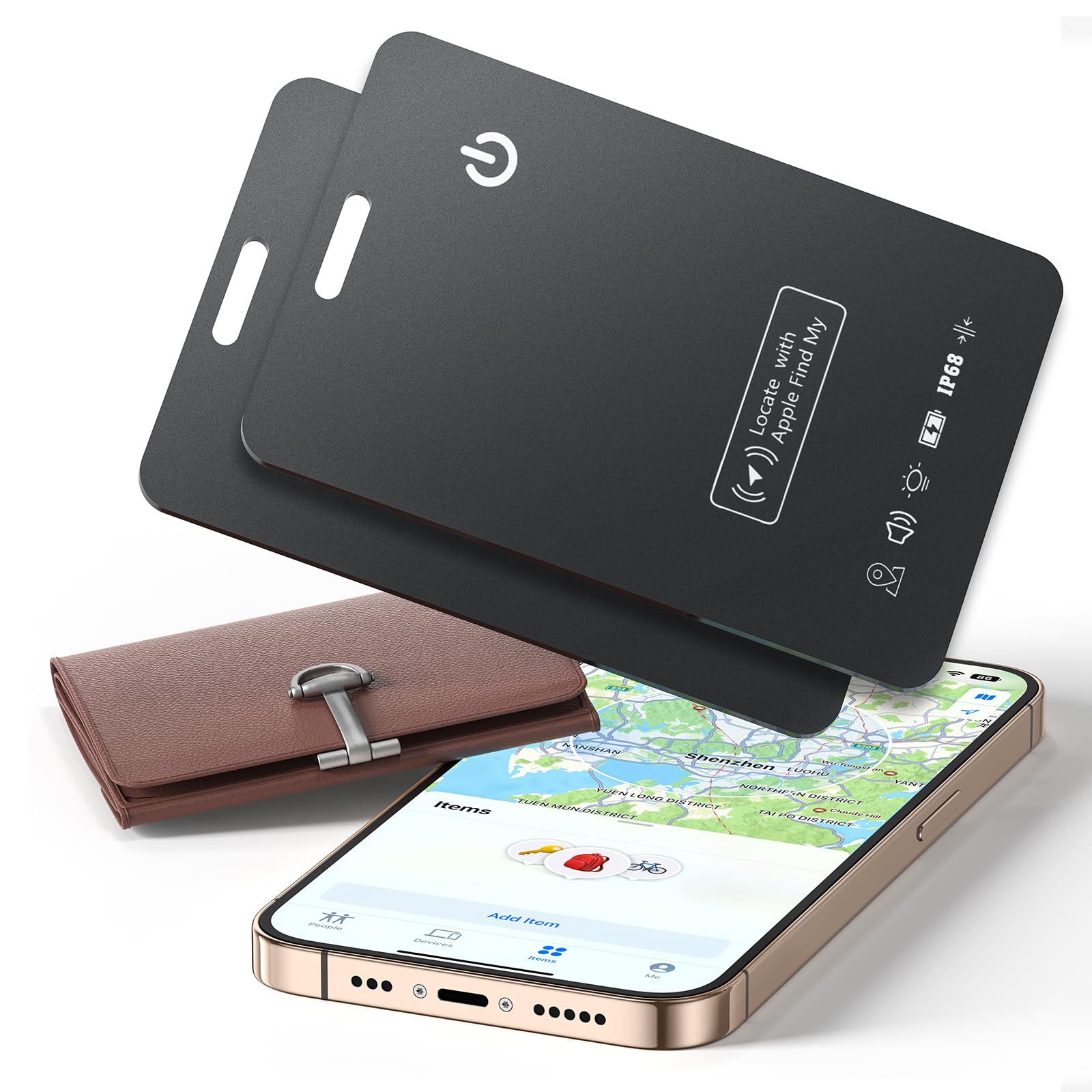 2 Packs Wallet Air Tracker Tag (Apple MFi Certified) Compatible with Apple Find My (iOS Only), Card 0.06in Bluetooth Tracker for Wallets, Luggage, Passport, Wireless Charging, Anti-Loss Card Locator