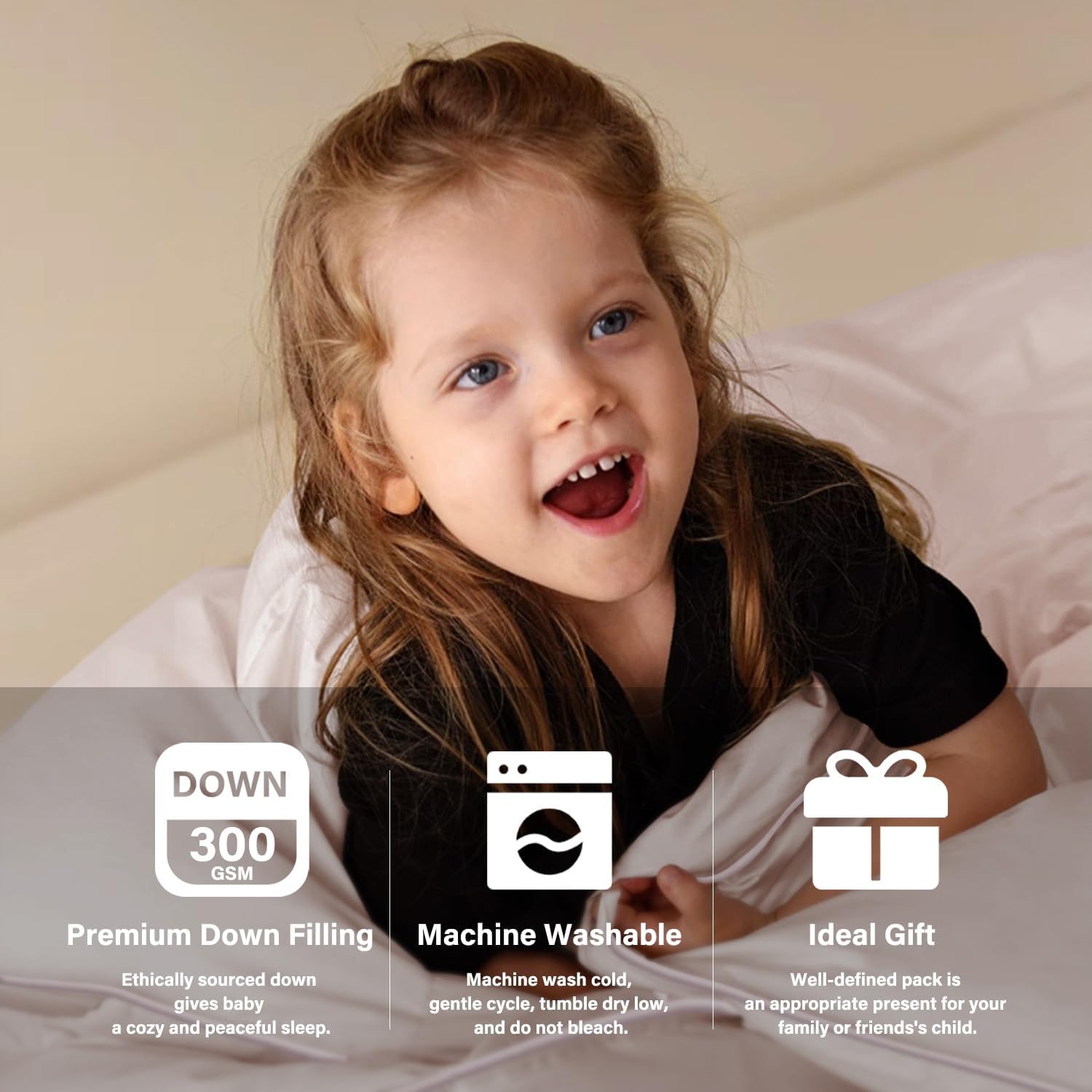 zzlamb Toddler Comforter Baby Down Blanket, Lightweight & Breathable Small Crib Quilt All Season Duvet Insert, Soft Brushed Noiseless Shell Down Proof Machine Washable, Cherry Pink 41x48in - Image 3