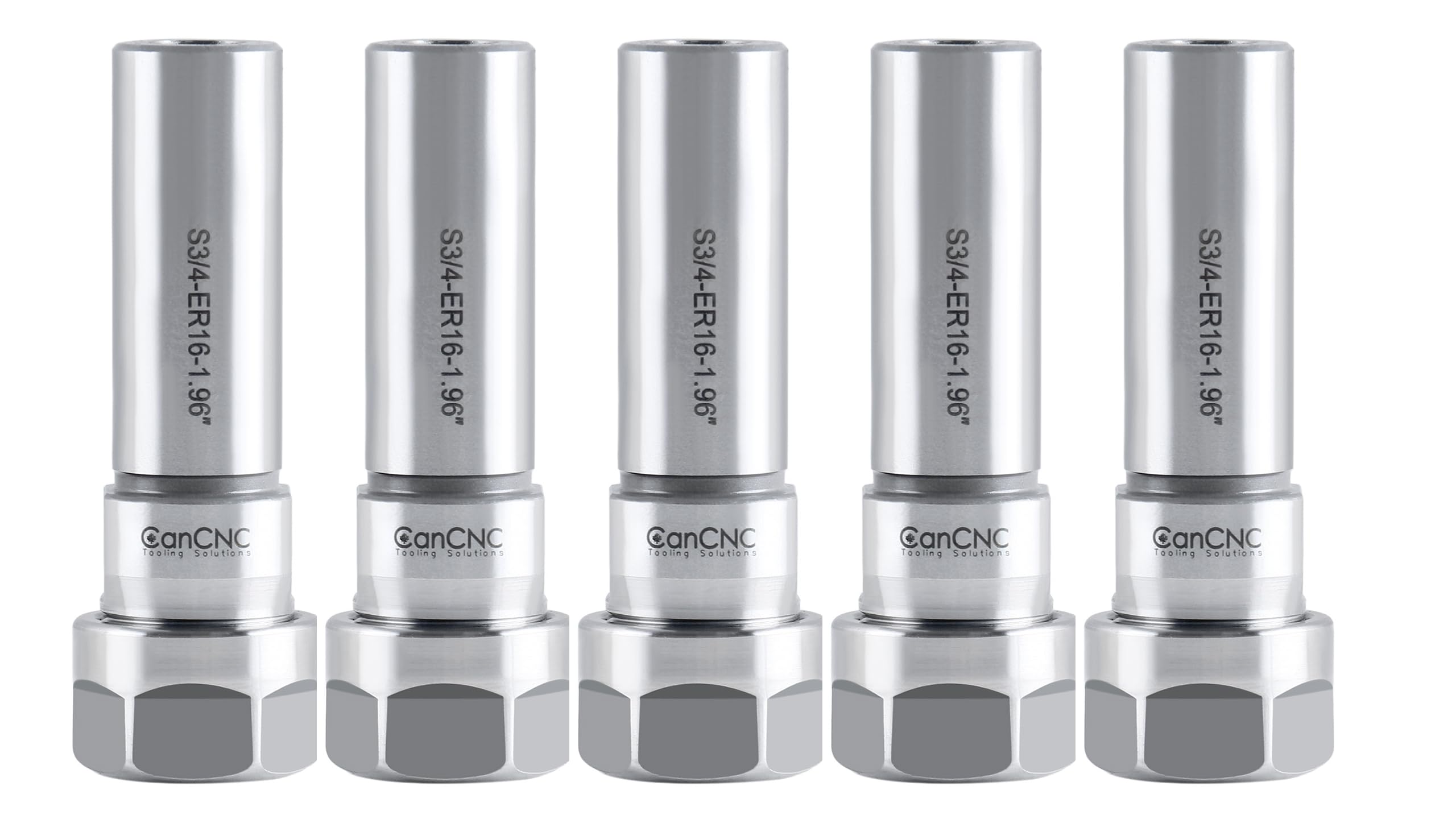 Accusize Industrial ToolsER16 Collet Chuck Extension Rods, 1.96 in. Shank Length, 3/4 in. Straight Shank Alloy Steel, 5 Ps Set, 0223-0207x5