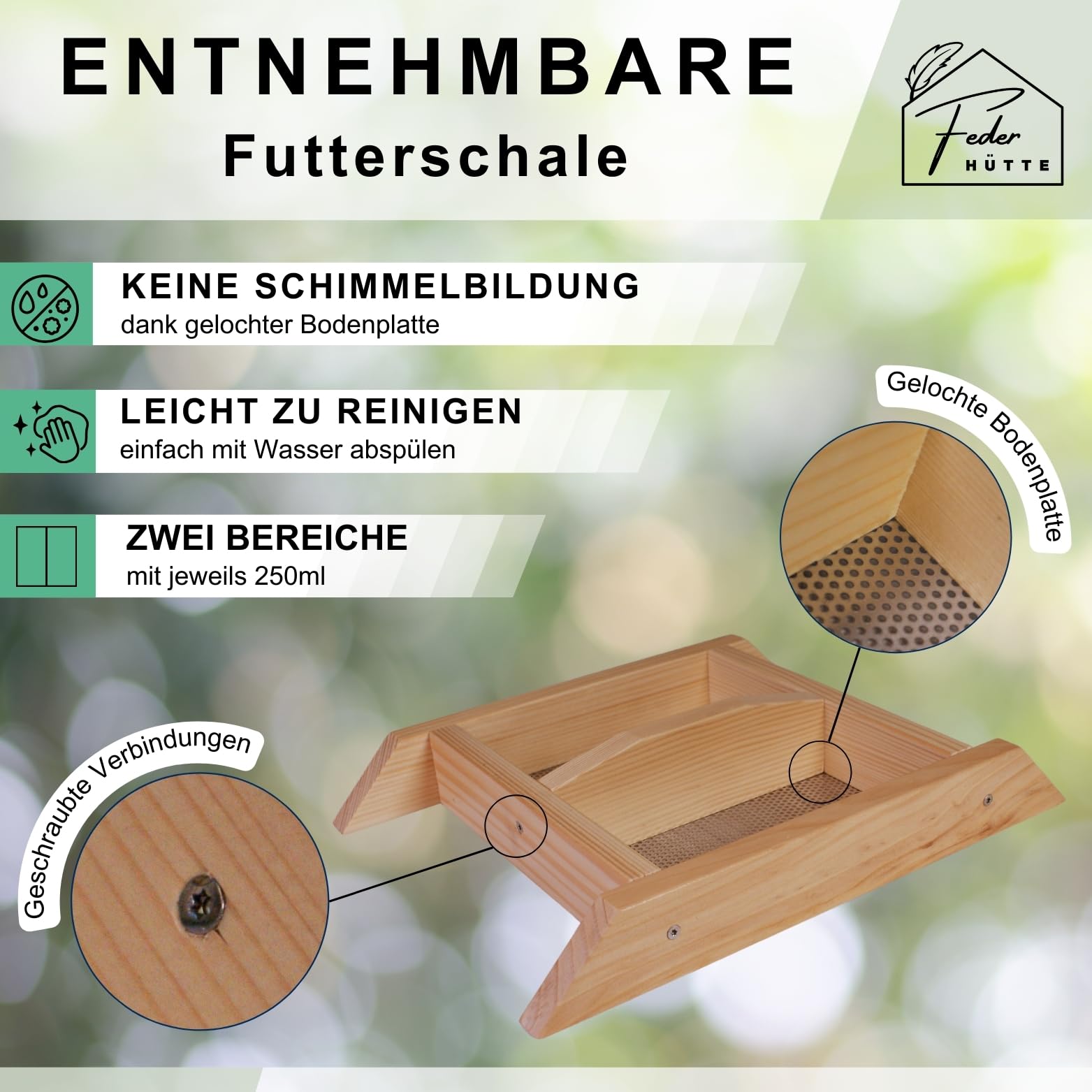Federhütte® Nichoir à Oiseaux En Aluminium De Qualité Supérieure - Revêtu Par Pulvérisation - Fait à La Main - Résistant Aux Intempéries - Avec Kit De Fixation Pour Balcon Et Suspension (sans