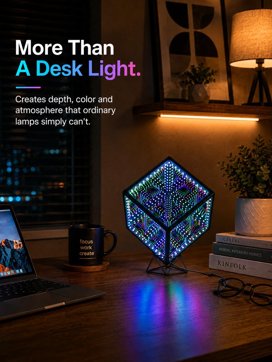 Hyper Cube kontroler LED ze stojakiem, kontrolerem, dźwiękiem i aplikacją, reaktywna lampa stołowa, fajna i kreatywna, wielokolorowe dekoracyjne lustro, artystyczne, na biurko, lampka nocna (15 cm)