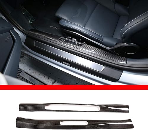 YIWANG 100% de fibra de carbono real borde de la puerta Scuff Plate Insert Trim para Porsche 911 2019 2020 (interior)