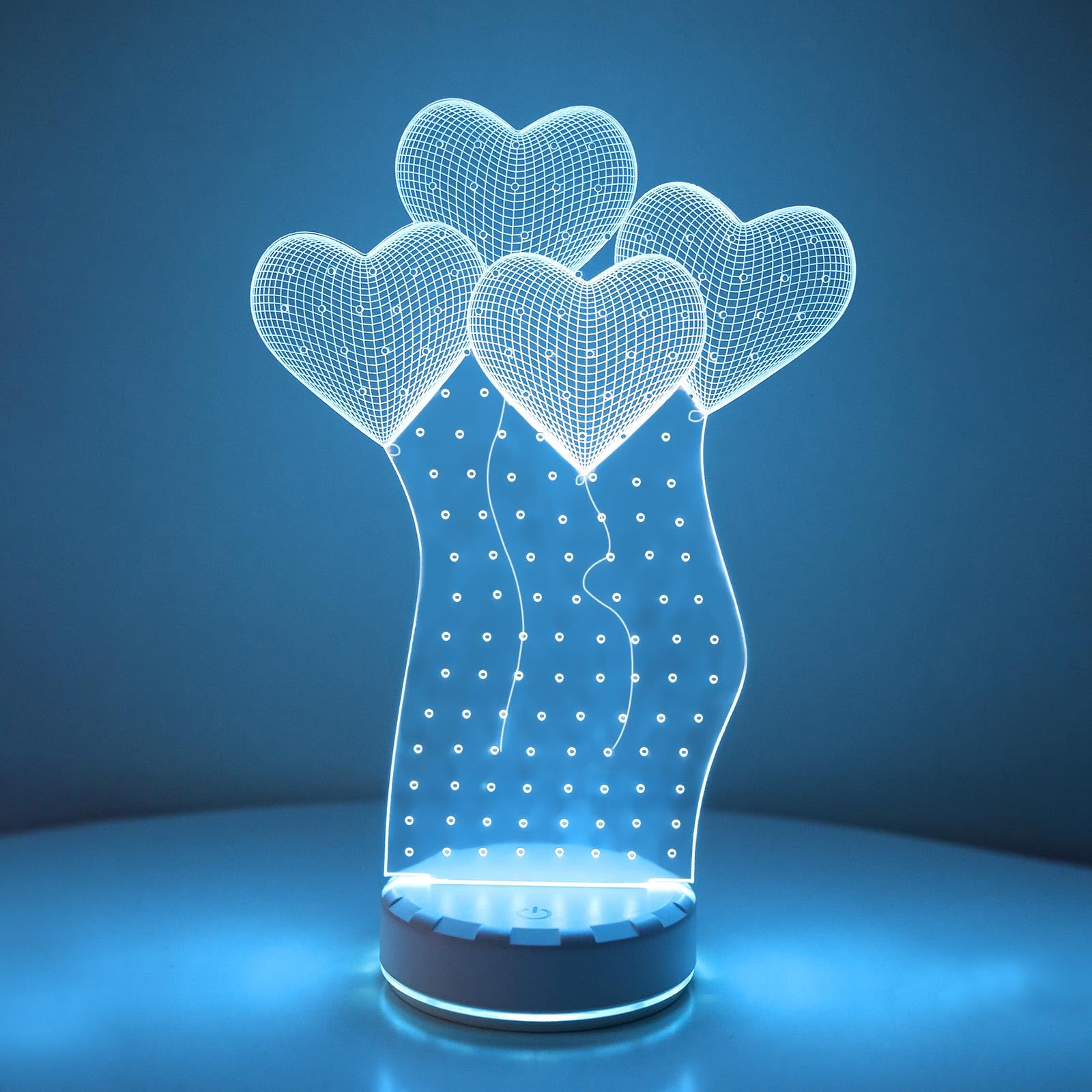 OAOLEER LED Earring Organizer,128 Holes Light Heart Stud Earrings Holder Stand,Acrylic Clear Earring Storage Board,Girls Jewelry Dressing Table Earring Studs Display Rack (Heart Balloon)