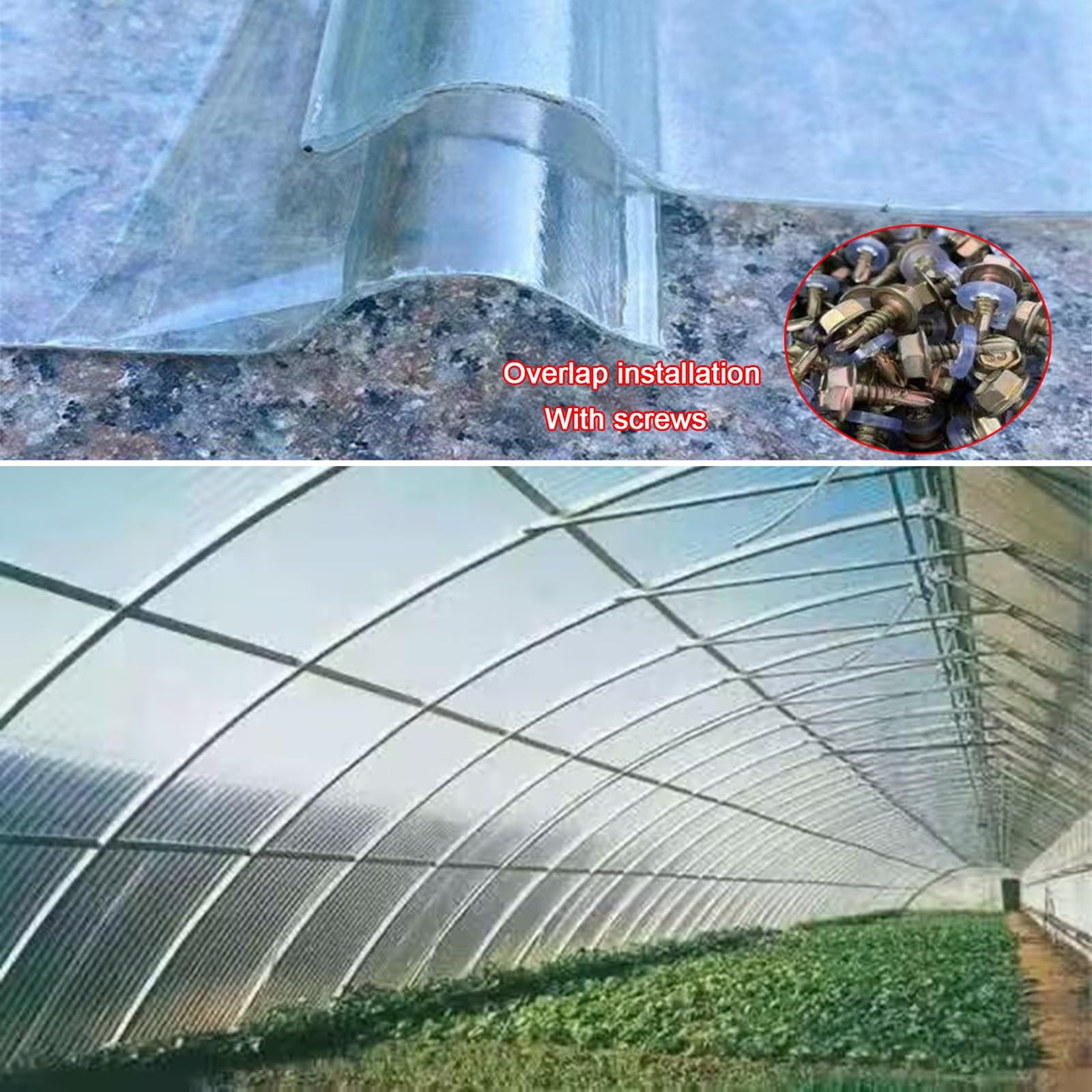 Placa de Iluminación FRP，Panel para Tejado Transparentes，Chapa Ondulada para Invernaderos，Chapa Tejado a Prueba de Lluvia Anti-UV，Revestimiento Pared Exterior(10pcs,0.9 * 1.2m/35 * 47in)
