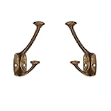 ZAUYX 2 Pack Antique Brass Hooks Decorative Heavy Duty Solid Large Coat Hooks for Towel Hanging Coats Robe Wall Mounted Towel Bags Door Back Bathroom Wall Hook.