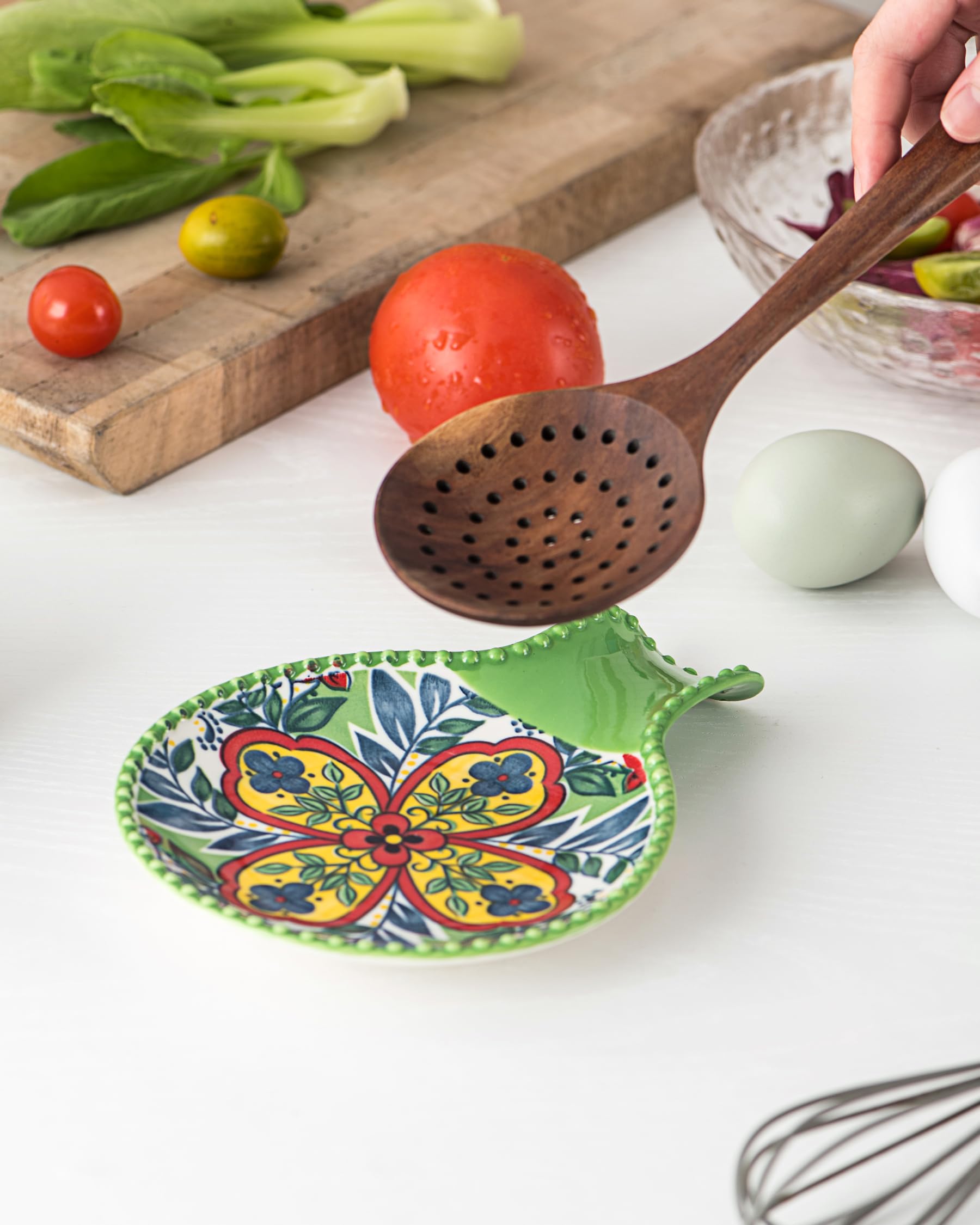 HENXFEN LEAD Vassoio per cucchiai in ceramica, set di 6 porta utensili da cucina porta cucchiai in porcellana per cucchiai, mestoli, pinze. Colorato, confezione da 6 - stile boemo