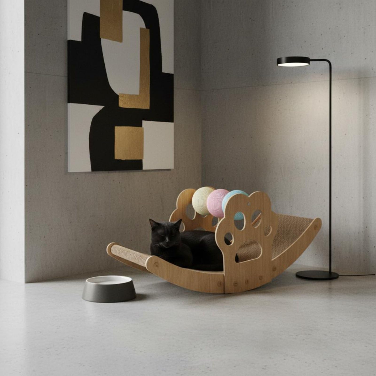 Griffoir Lounger Grattoir Balancelle pour Chat Carton Densifié Forme Incurvée Confortable Limitant l'usure des Meubles Adapté aux Chats d'Intérieur Détente Activités Ludiques, Color to 2