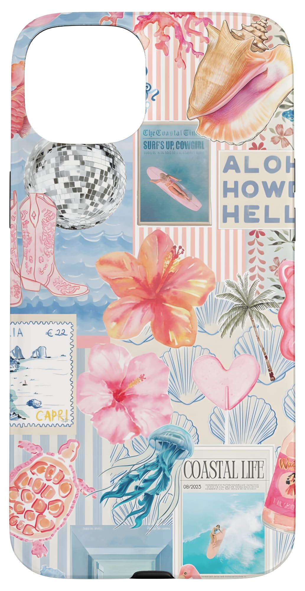 Beachy Blue Coquette Coastal Collage Preppy Cute Aesthetic Case for iPhone 15 Plus